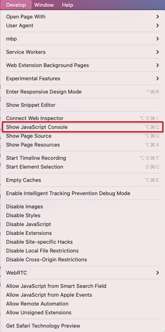 How to open your Browser Developer Console