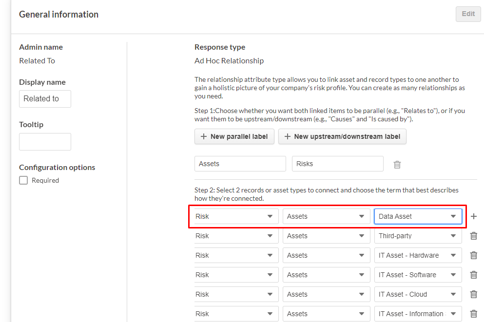 How to link risks and controls to a custom asset